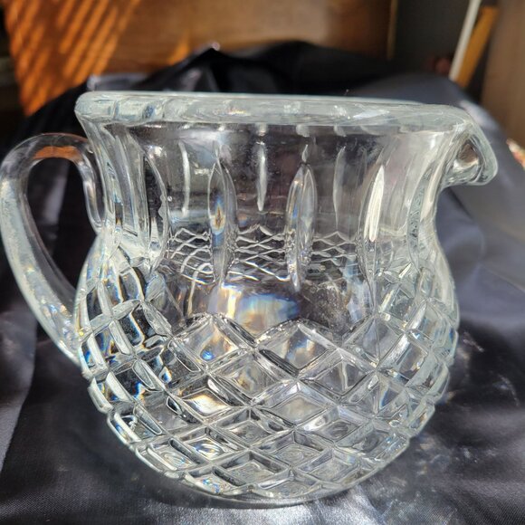 Vintage Cut Glass Pitcher With Diamond & Starburst Pattern - Picture 1 of 6
